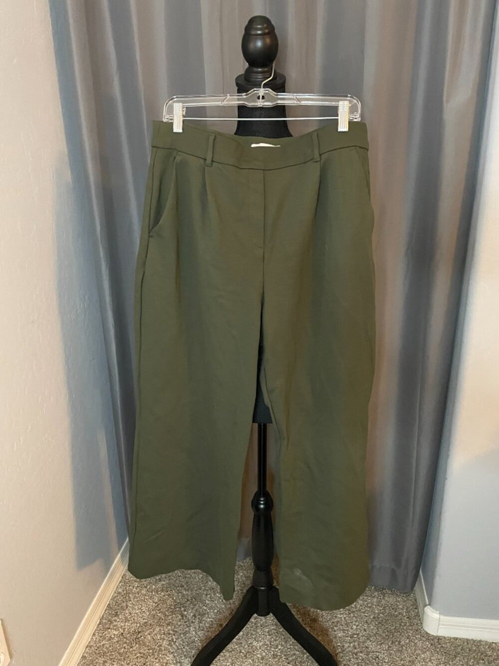 206.  Banana Republic Women's Wide Leg Trouser, Olive Green, Size L, EUC